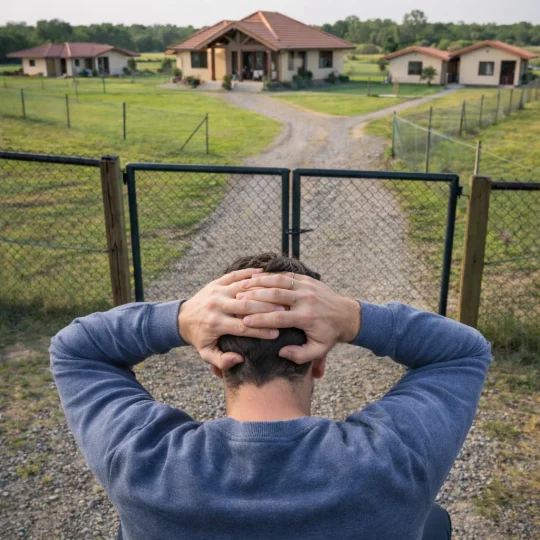 Homem preocupado em como regularizar seu imóvel.