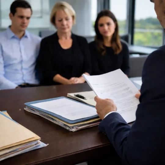 Reunião de inventário com a família.