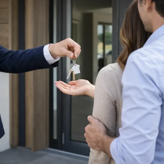 Entrega de chaves para inquilinos.