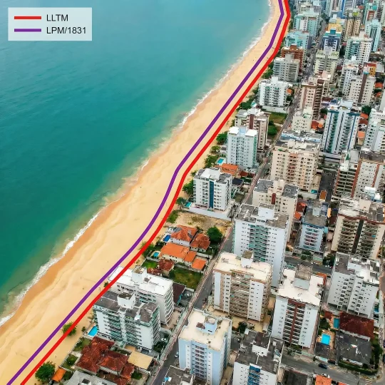 Praia e edifícios atingidos pela LPM/1831.